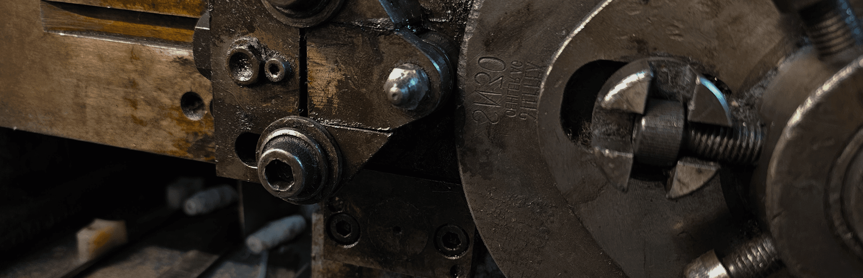 Close-up of the drive mechanism on a quilting machine